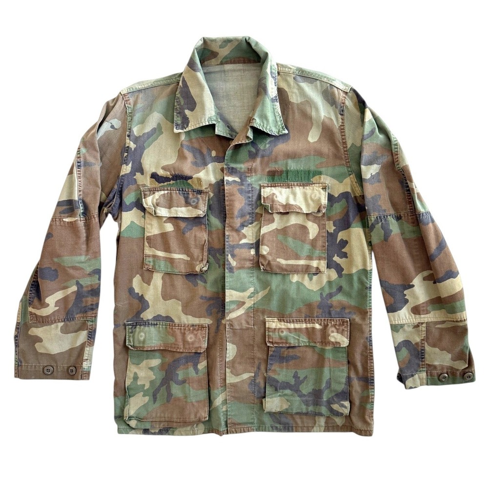 Vintage Military Woodland Camo Field Jacket M81 Combat Coat Utility Shirt XL